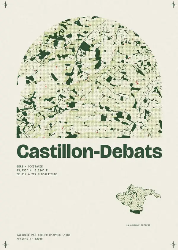 Affiche de Castillon-Debats, calculée par 123-fr d'après l'IGN