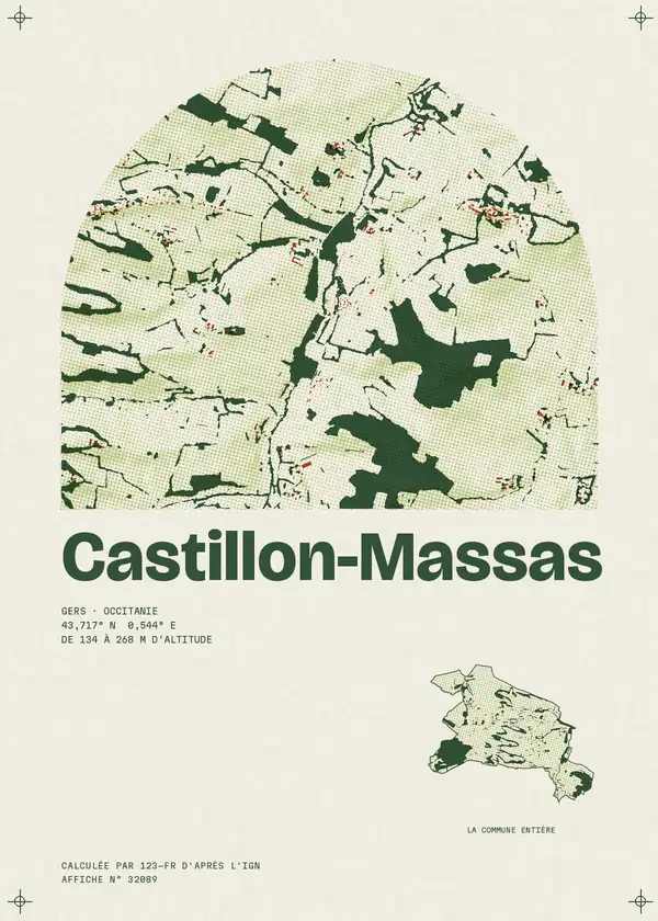 Affiche de Castillon-Massas, calculée par 123-fr d'après l'IGN
