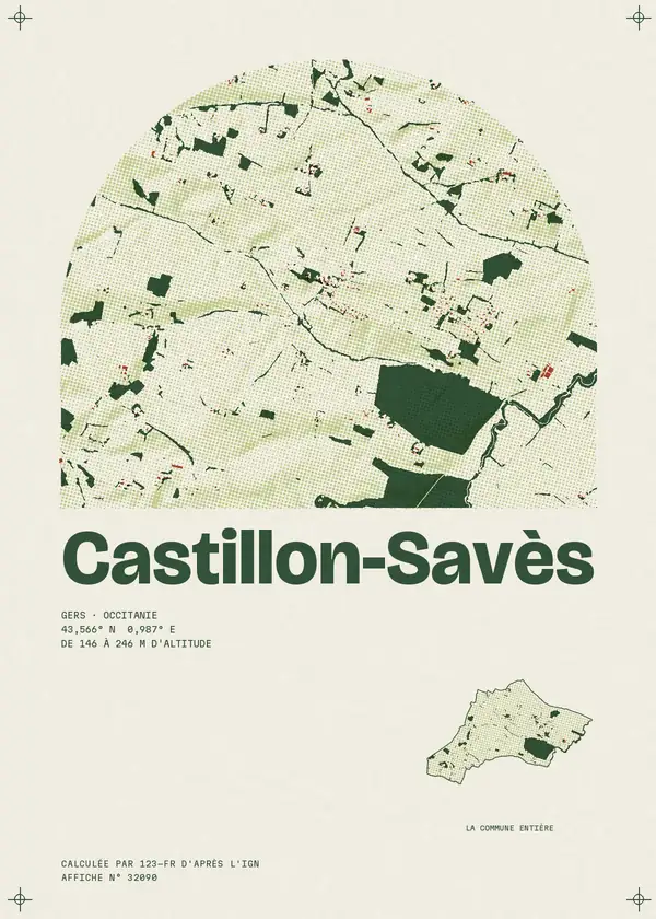 Affiche de Castillon-Savès, calculée par 123-fr d'après l'IGN