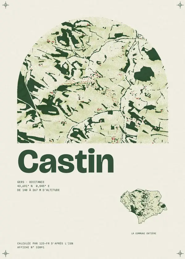 Affiche de Castin, calculée par 123-fr d'après l'IGN