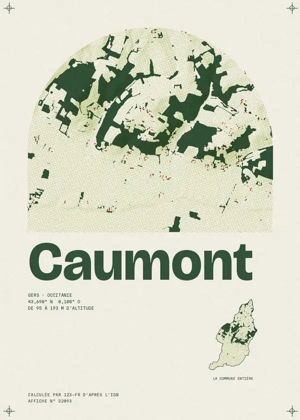 Affiche de Caumont, calculée par 123-fr d'après l'IGN