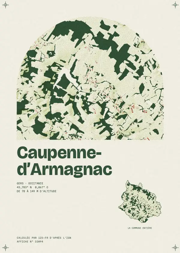 Affiche de Caupenne-d'Armagnac, calculée par 123-fr d'après l'IGN