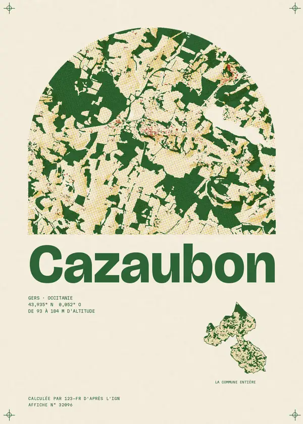 Affiche de Cazaubon, calculée par 123-fr d'après l'IGN