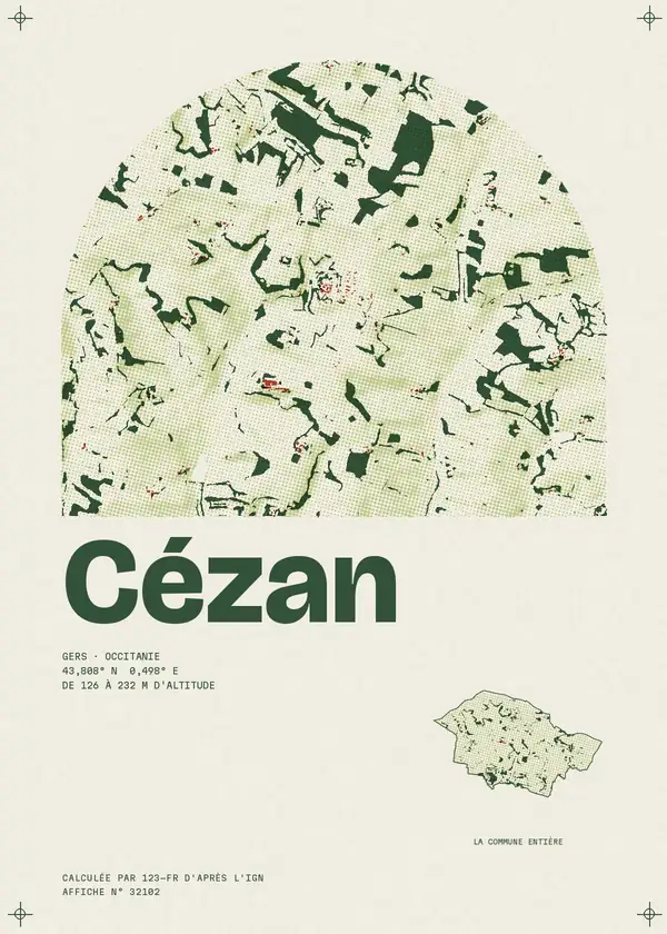 Affiche de Cézan, calculée par 123-fr d'après l'IGN