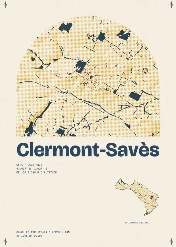 Affiche de Clermont-Savès, calculée par 123-fr d'après l'IGN