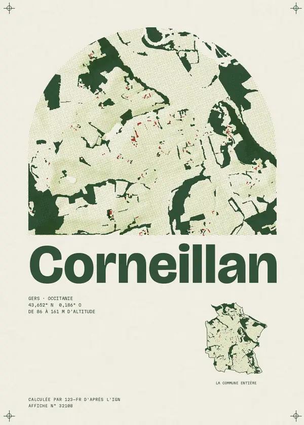 Affiche de Corneillan, calculée par 123-fr d'après l'IGN