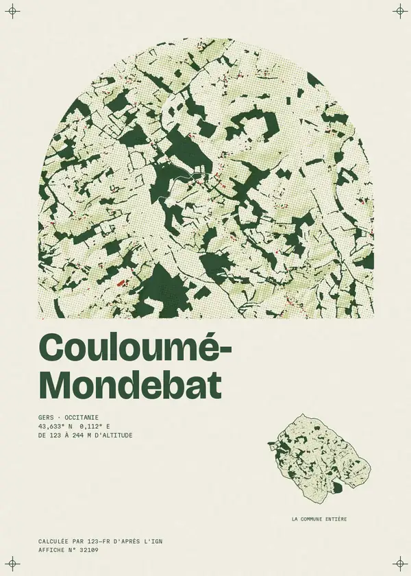 Affiche de Couloumé-Mondebat, calculée par 123-fr d'après l'IGN