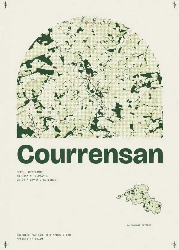 Affiche de Courrensan, calculée par 123-fr d'après l'IGN