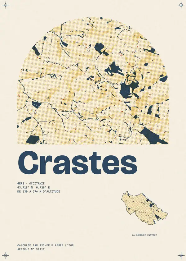 Affiche de Crastes, calculée par 123-fr d'après l'IGN