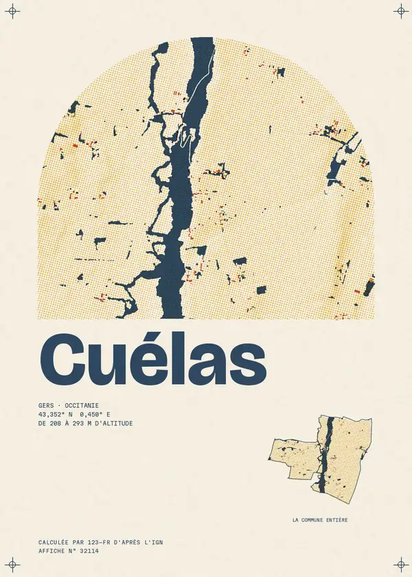 Affiche de Cuélas, calculée par 123-fr d'après l'IGN