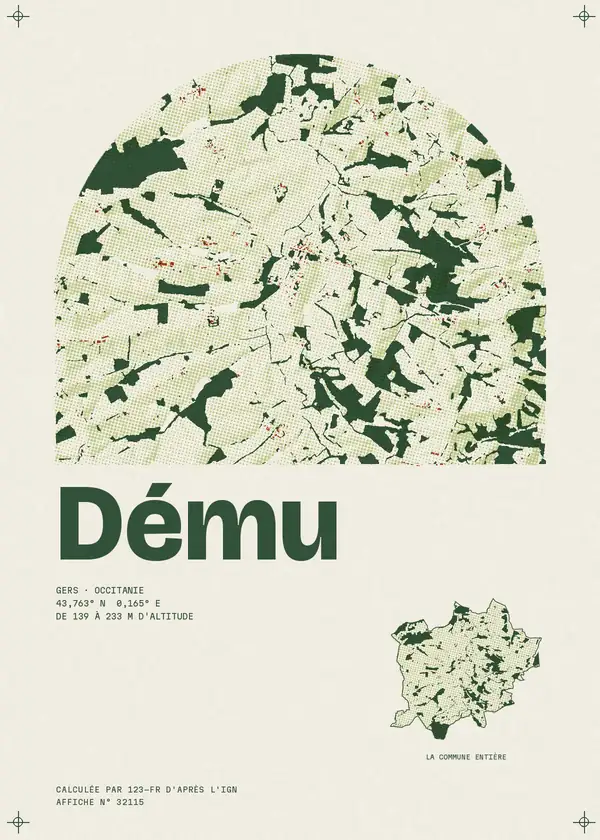 Affiche de Dému, calculée par 123-fr d'après l'IGN