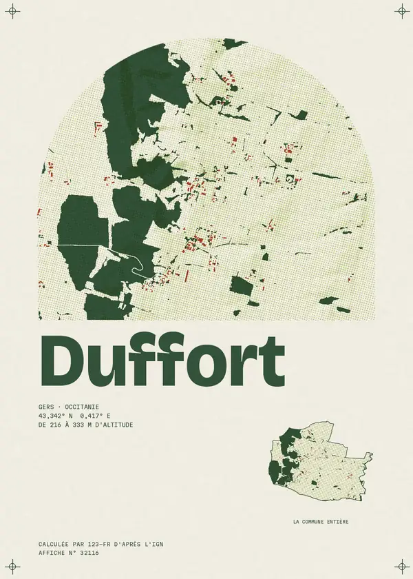 Affiche de Duffort, calculée par 123-fr d'après l'IGN