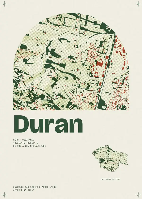Affiche de Duran, calculée par 123-fr d'après l'IGN