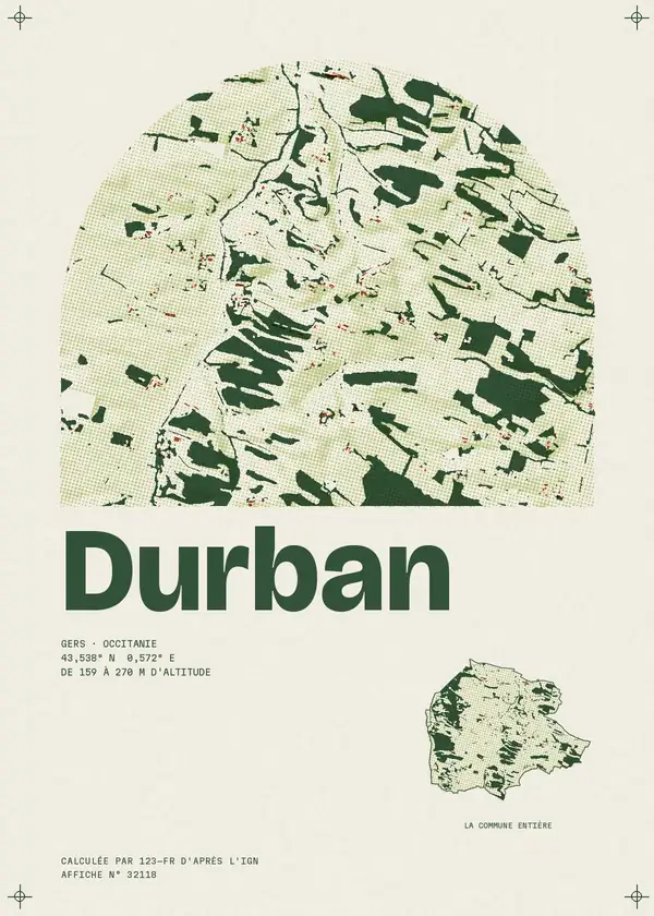 Affiche de Durban, calculée par 123-fr d'après l'IGN