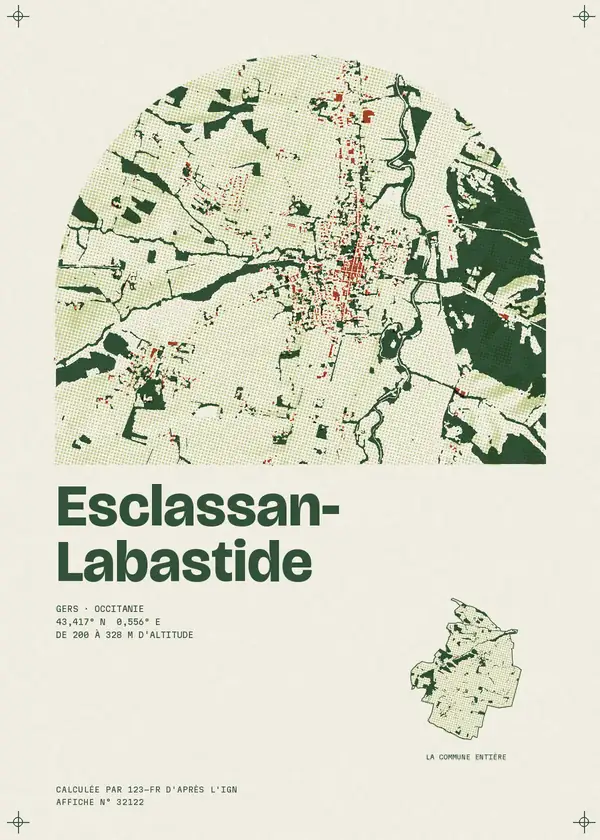 Affiche de Esclassan-Labastide, calculée par 123-fr d'après l'IGN