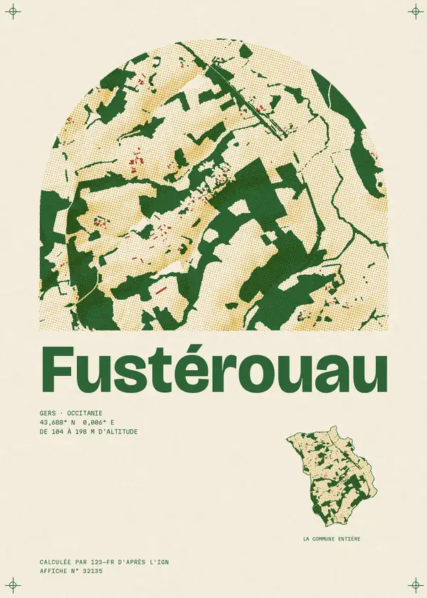 Affiche de Fustérouau, calculée par 123-fr d'après l'IGN