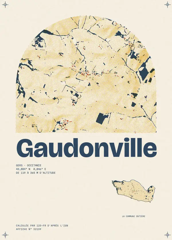 Affiche de Gaudonville, calculée par 123-fr d'après l'IGN