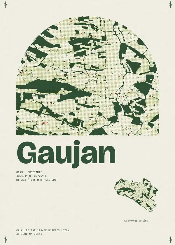 Affiche de Gaujan, calculée par 123-fr d'après l'IGN