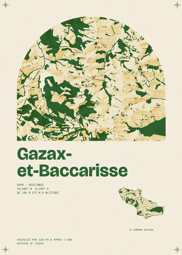 Affiche de Gazax-et-Baccarisse, calculée par 123-fr d'après l'IGN