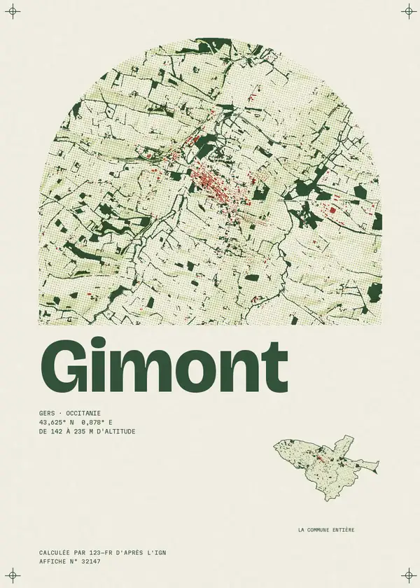 Affiche de Gimont, calculée par 123-fr d'après l'IGN