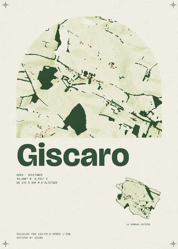 Affiche de Giscaro, calculée par 123-fr d'après l'IGN