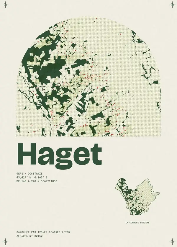 Affiche de Haget, calculée par 123-fr d'après l'IGN