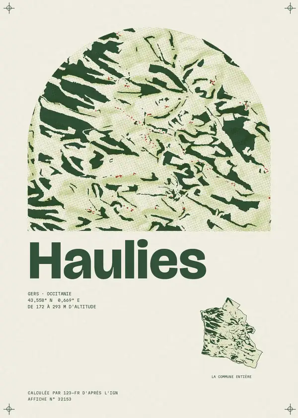 Affiche de Haulies, calculée par 123-fr d'après l'IGN