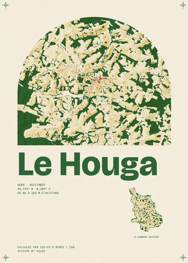 Affiche de Le Houga, calculée par 123-fr d'après l'IGN