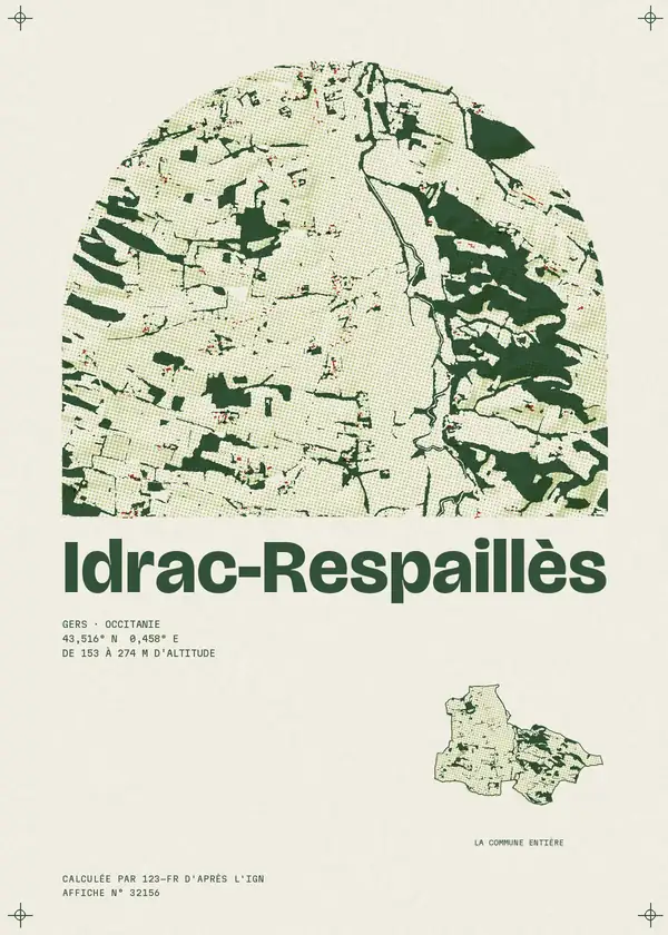 Affiche de Idrac-Respaillès, calculée par 123-fr d'après l'IGN