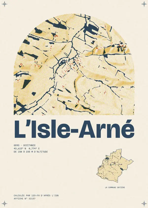 Affiche de L'Isle-Arné, calculée par 123-fr d'après l'IGN
