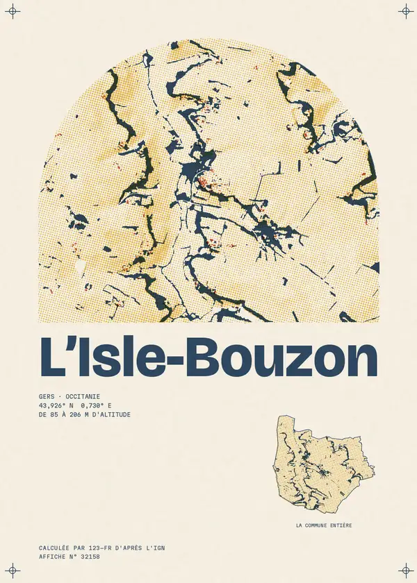 Affiche de L'Isle-Bouzon, calculée par 123-fr d'après l'IGN