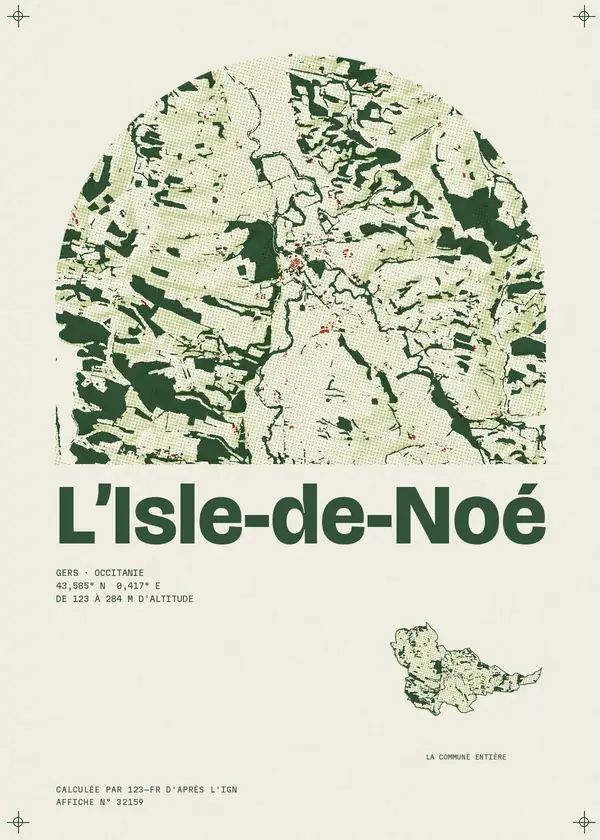 Affiche de L'Isle-de-Noé, calculée par 123-fr d'après l'IGN