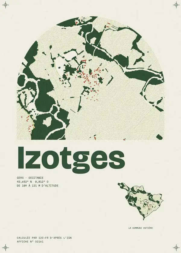 Affiche de Izotges, calculée par 123-fr d'après l'IGN