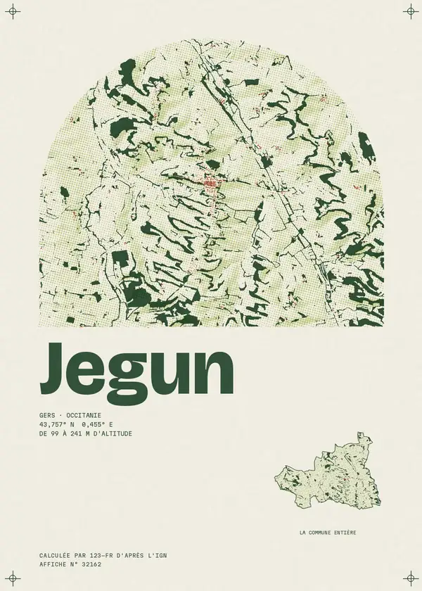 Affiche de Jegun, calculée par 123-fr d'après l'IGN