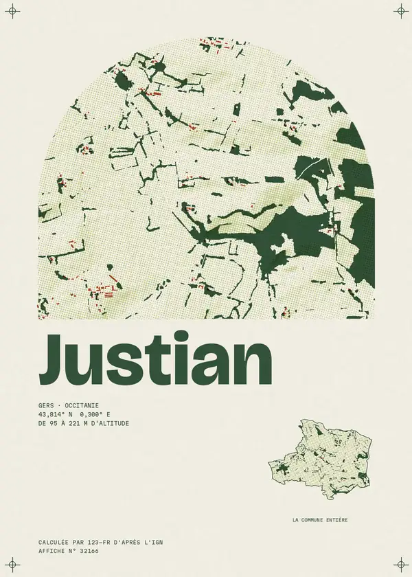 Affiche de Justian, calculée par 123-fr d'après l'IGN