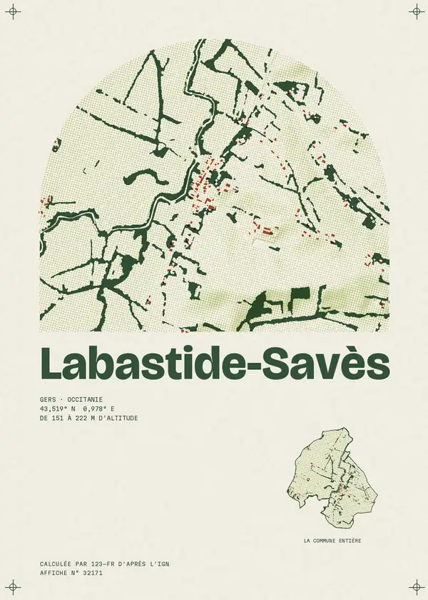 Affiche de Labastide-Savès, calculée par 123-fr d'après l'IGN