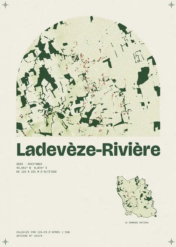 Affiche de Ladevèze-Rivière, calculée par 123-fr d'après l'IGN