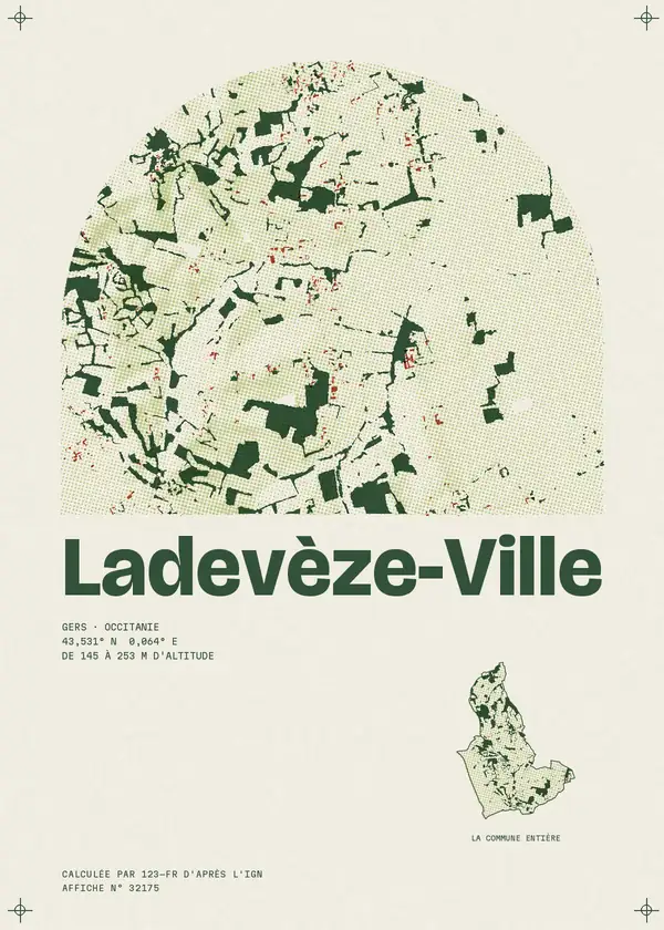 Affiche de Ladevèze-Ville, calculée par 123-fr d'après l'IGN
