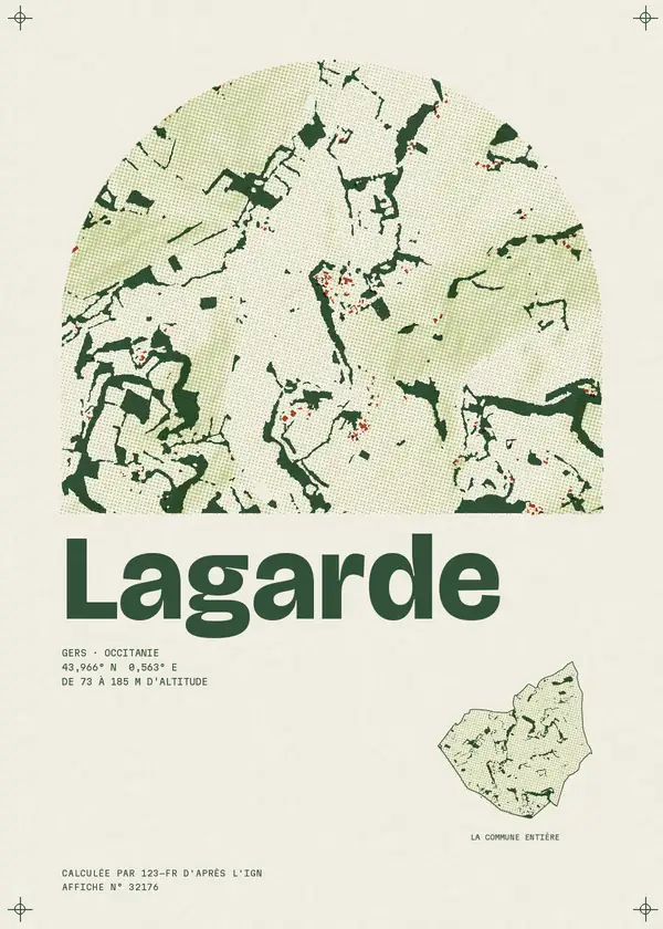 Affiche de Lagarde, calculée par 123-fr d'après l'IGN