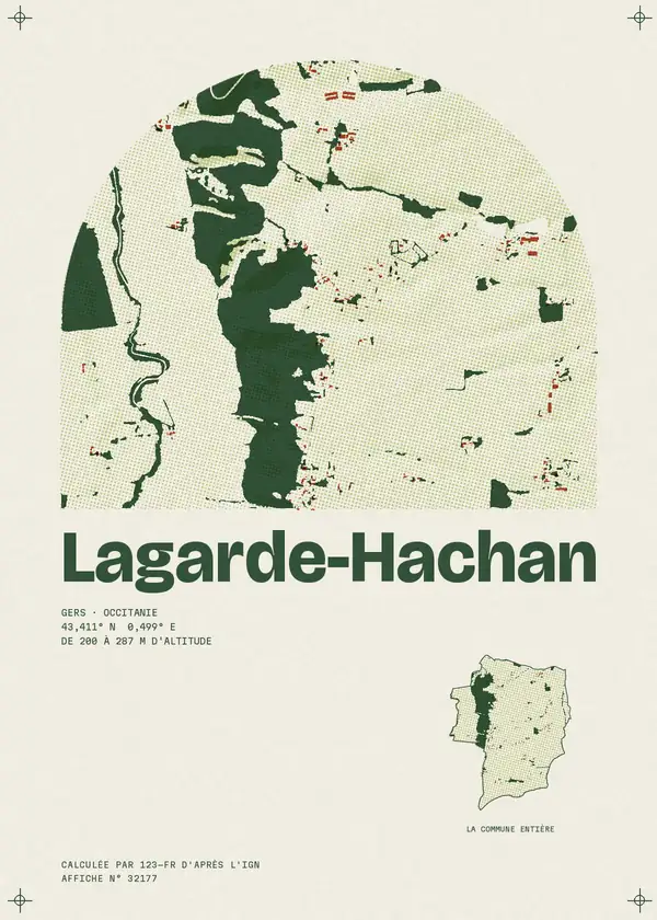 Affiche de Lagarde-Hachan, calculée par 123-fr d'après l'IGN