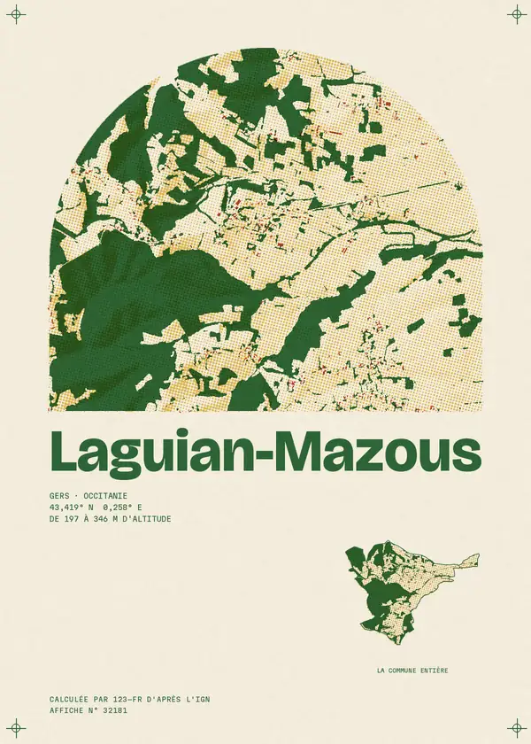 Affiche de Laguian-Mazous, calculée par 123-fr d'après l'IGN