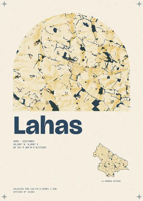 Affiche de Lahas, calculée par 123-fr d'après l'IGN