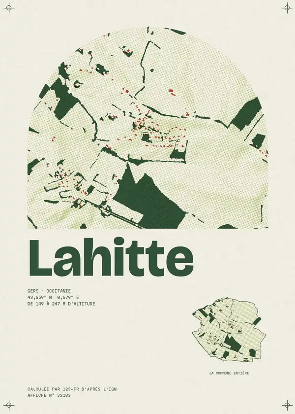 Affiche de Lahitte, calculée par 123-fr d'après l'IGN