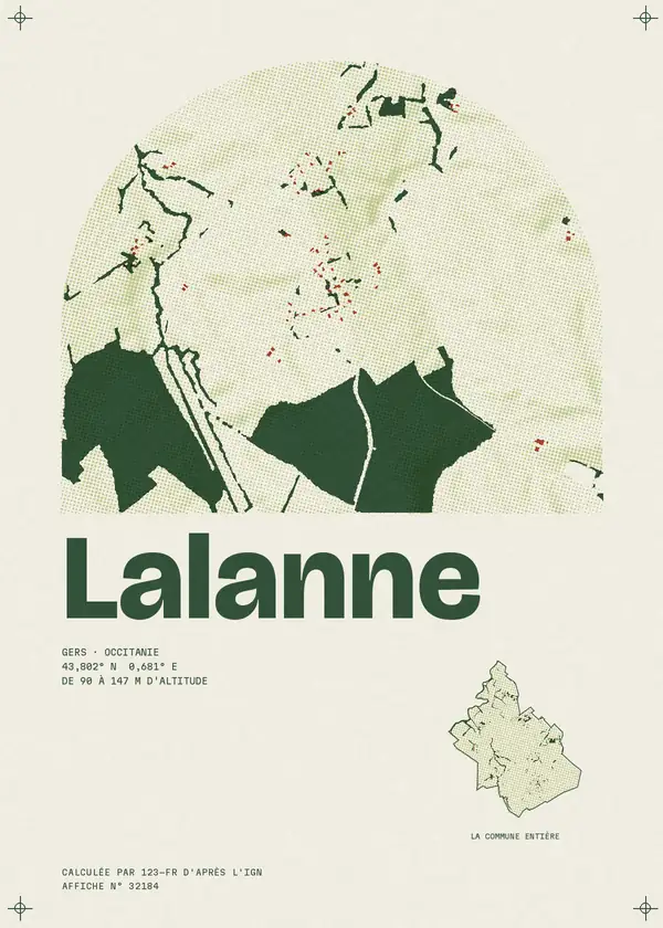 Affiche de Lalanne, calculée par 123-fr d'après l'IGN