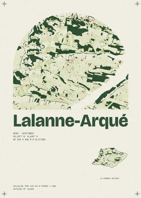 Affiche de Lalanne-Arqué, calculée par 123-fr d'après l'IGN