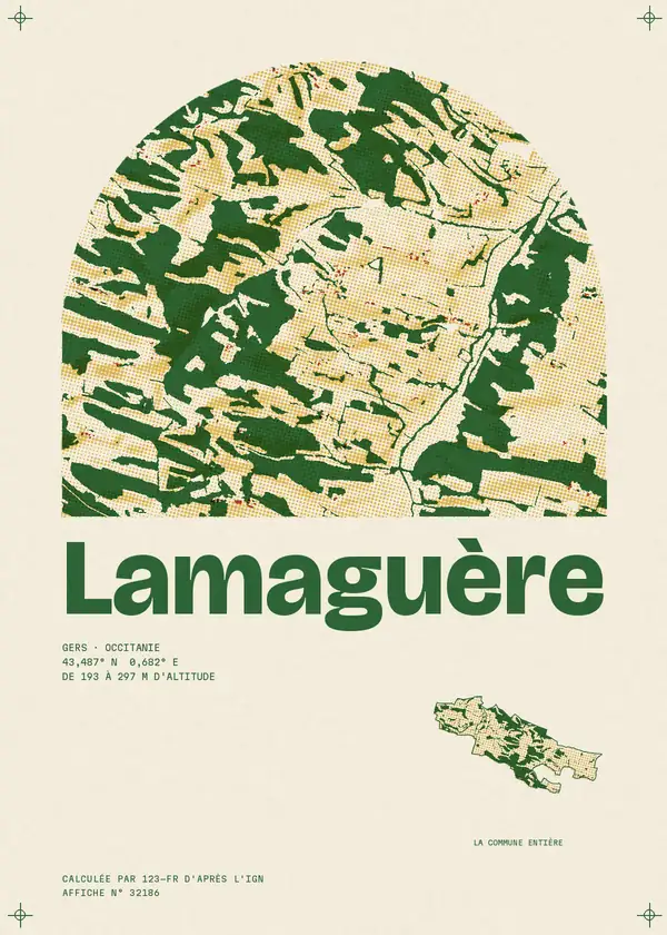Affiche de Lamaguère, calculée par 123-fr d'après l'IGN