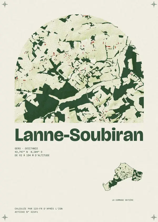 Affiche de Lanne-Soubiran, calculée par 123-fr d'après l'IGN