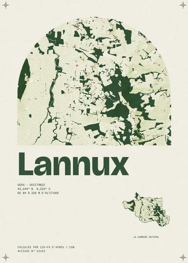 Affiche de Lannux, calculée par 123-fr d'après l'IGN