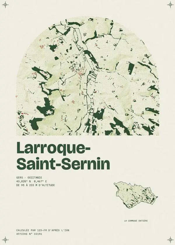 Affiche de Larroque-Saint-Sernin, calculée par 123-fr d'après l'IGN