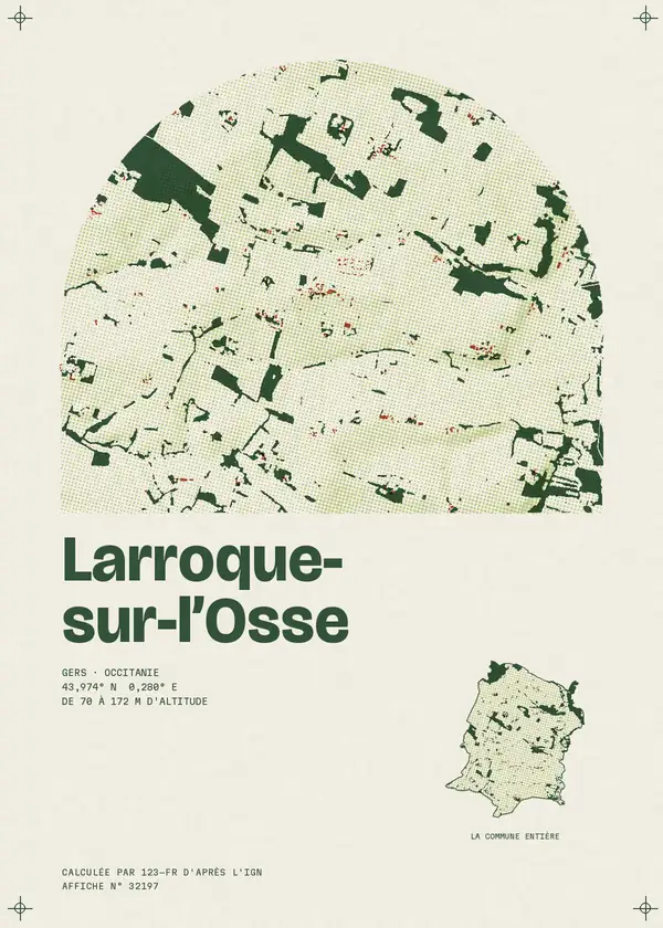 Affiche de Larroque-sur-l'Osse, calculée par 123-fr d'après l'IGN